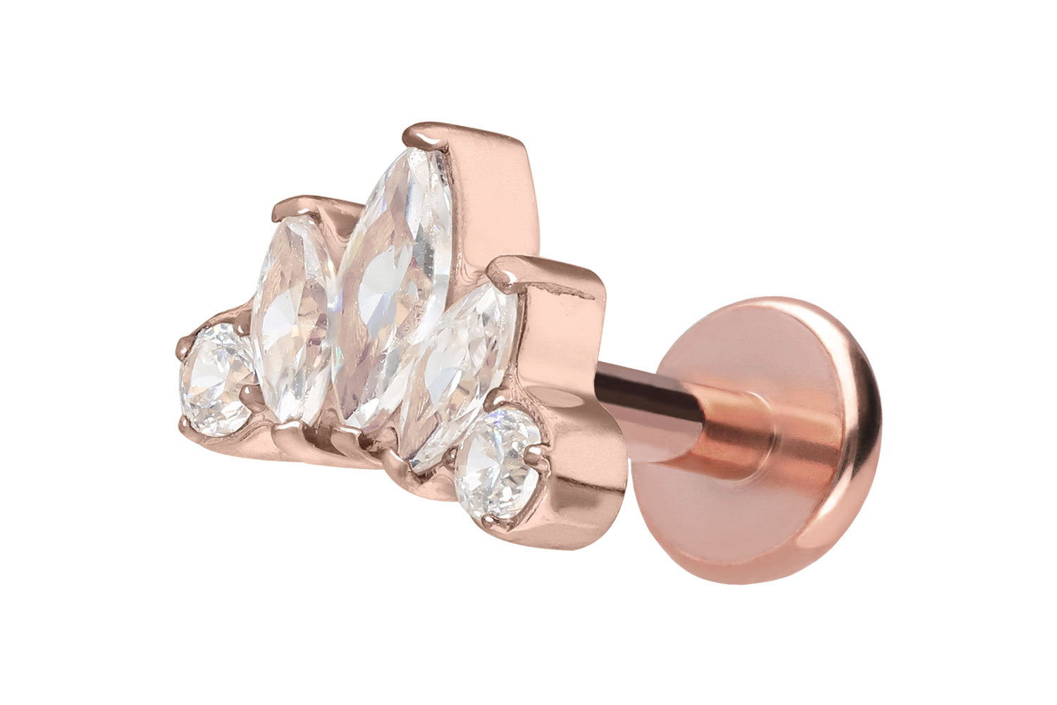 Titan Labret Piercing mit Push Fit LOTUSBLÜTE